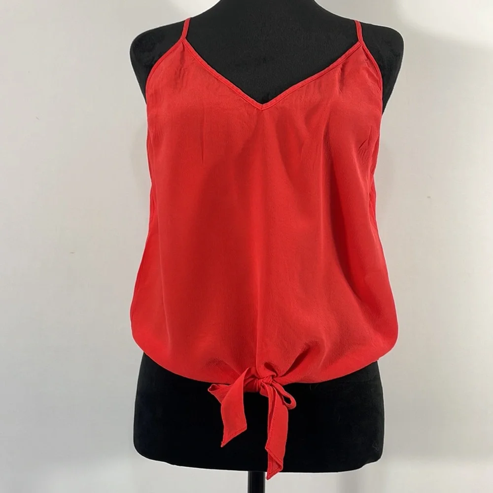 Bebe Red silky soft Cami,spaghetti strap’s,front tie waist,V-neck,Sleeveless - Picture 5 of 12
